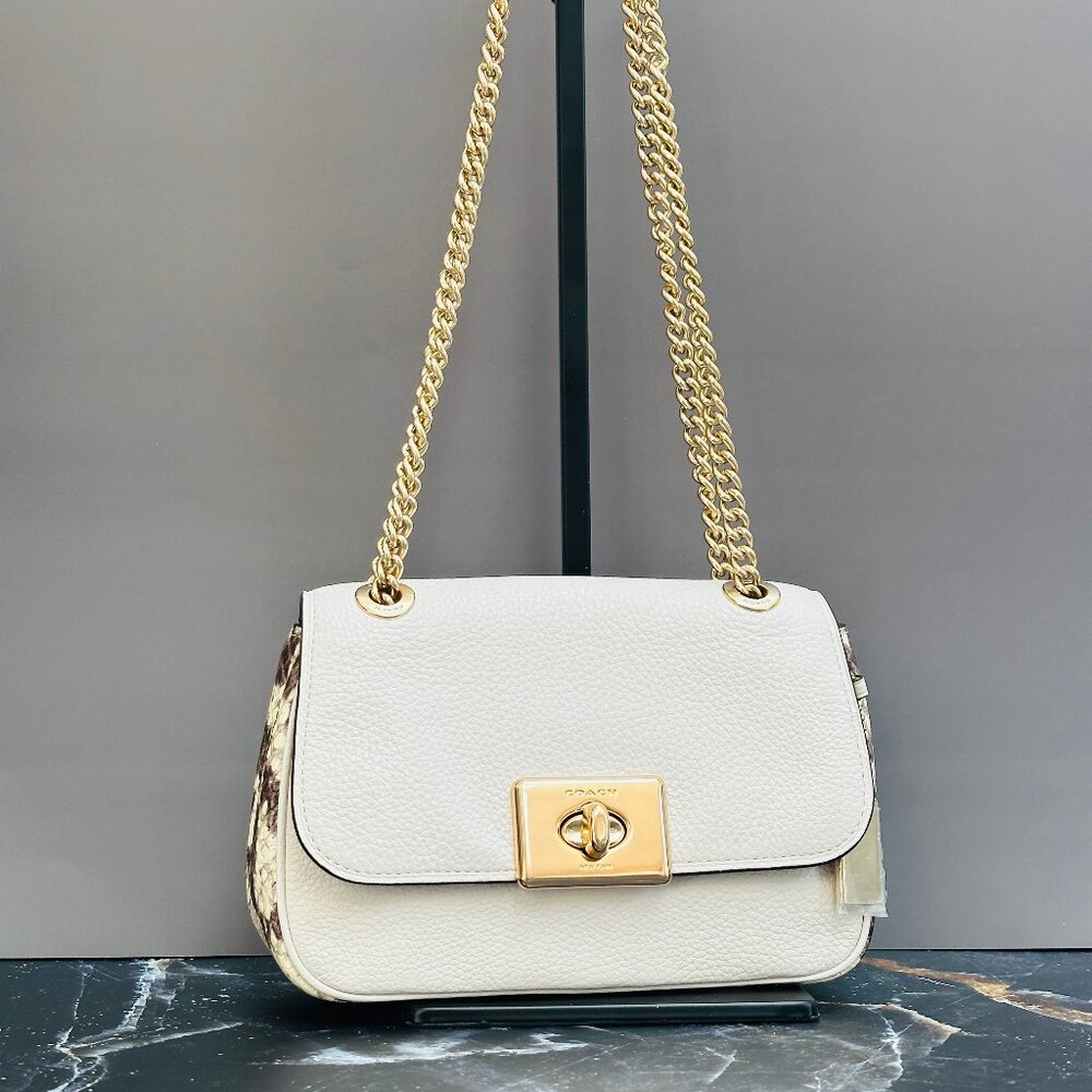 Coach Mini Cassidy Crossbody F88879 - Chalk Leather and Snake Embossed - NWOT